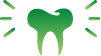 A green tooth with a heart on it